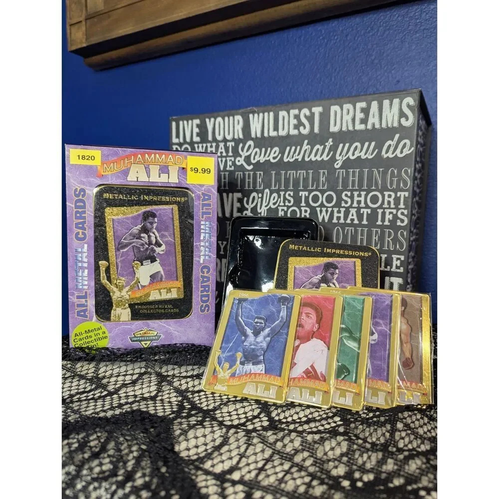 Muhammad Ali Metallic Impressions Embossed Metal Card Set w/ Tin | NIB | 1995 - Picture 2 of 16